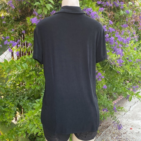 Chicos Travelers Black Button top Size 2 / standard L - Picture 3 of 7